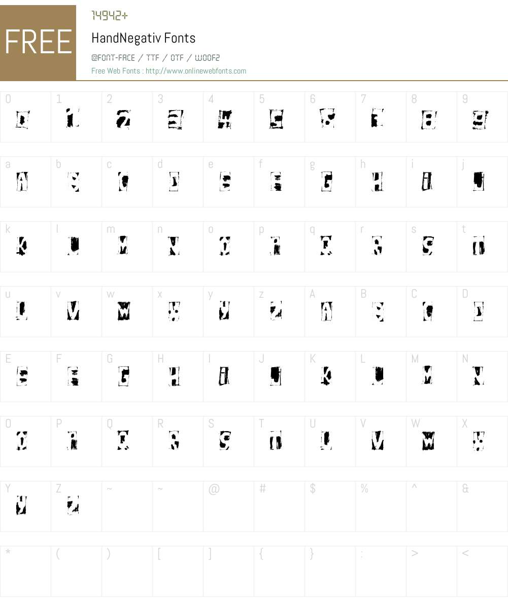 HandNegativ Font Screenshots