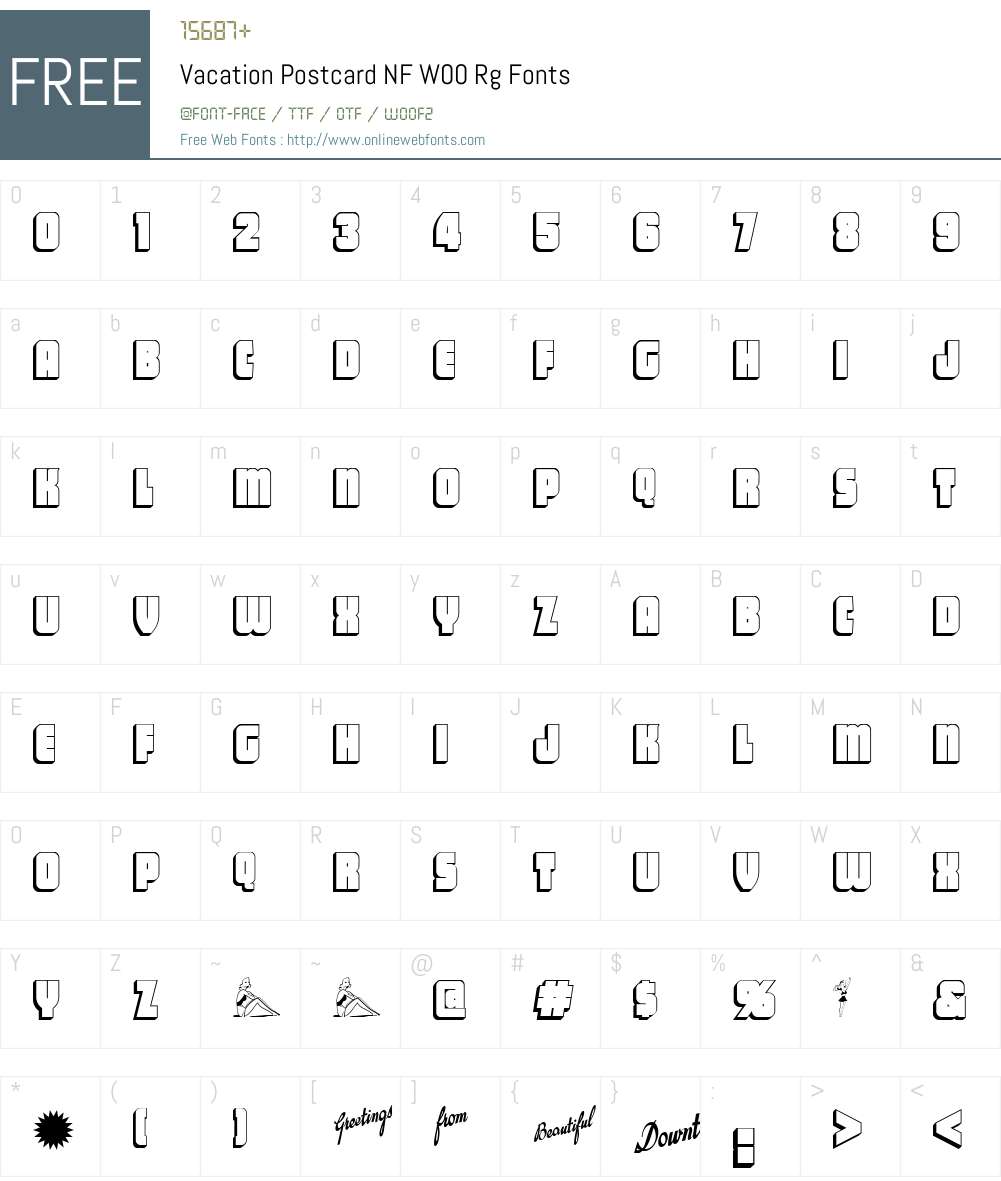 VacationPostcardNFW00-Rg Font Screenshots