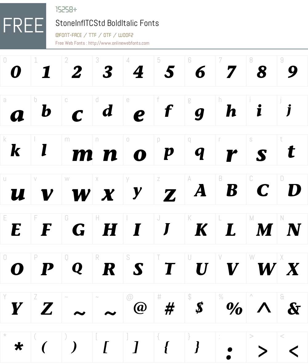 StoneInfITCStd Font Screenshots