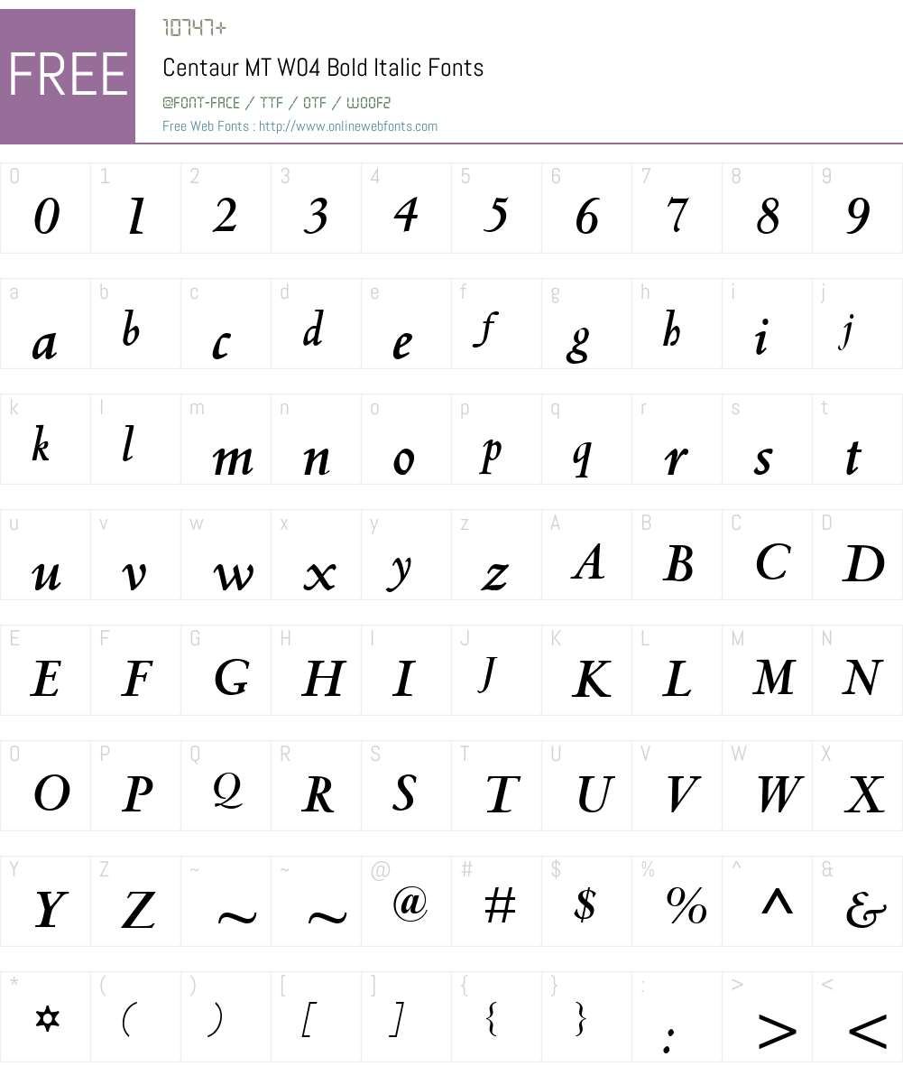 Centaur Font Screenshots