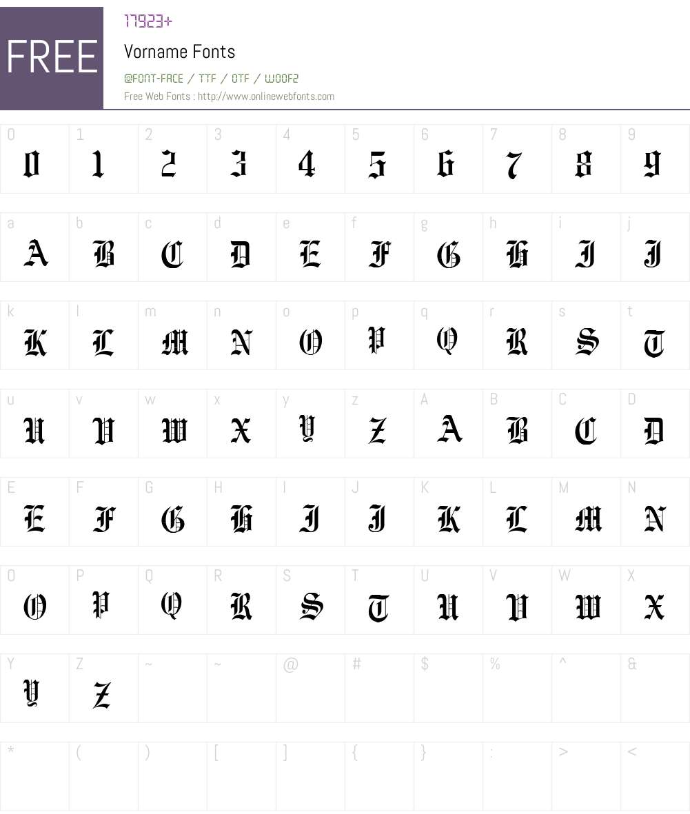 Vorname Font Screenshots