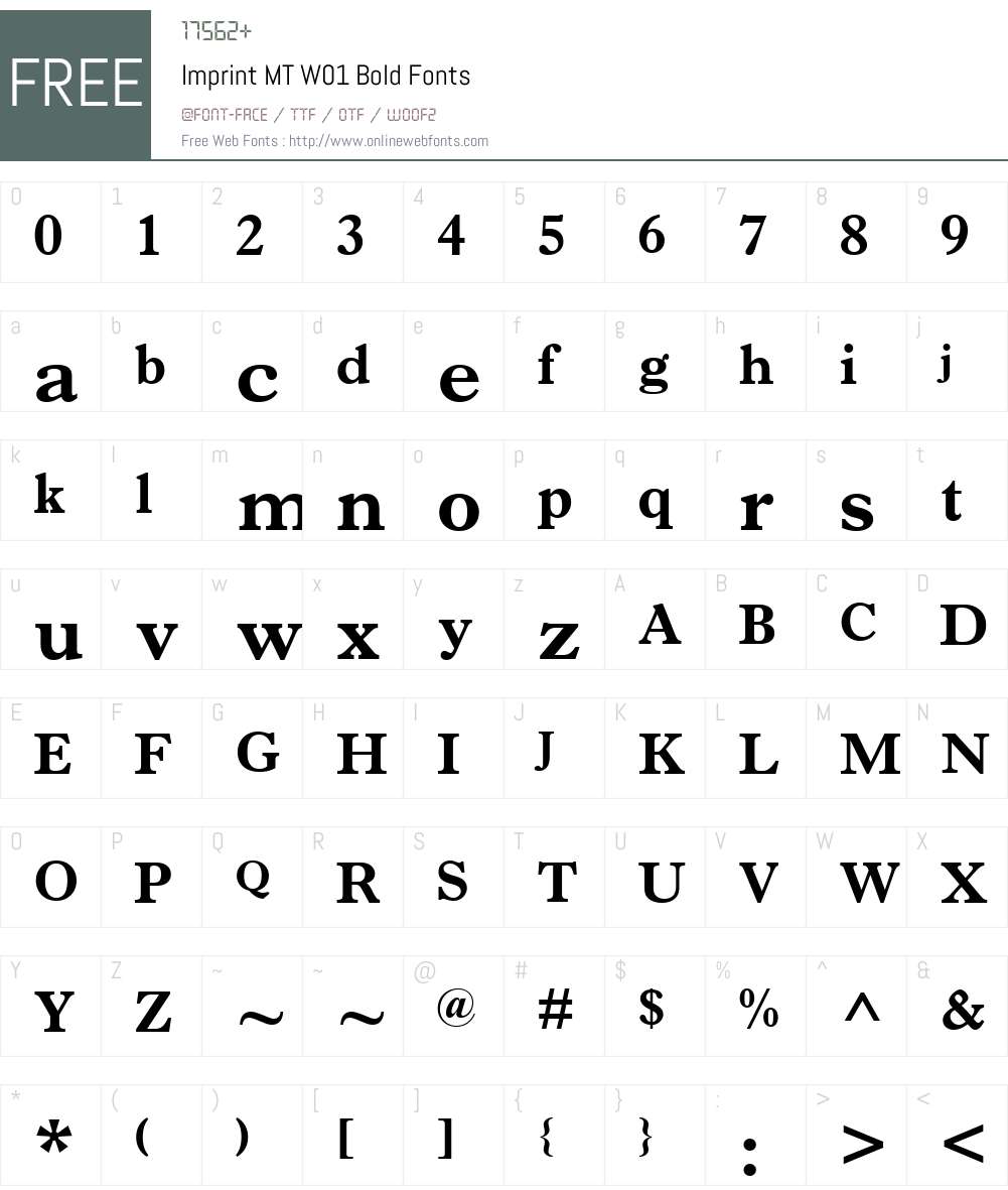 ImprintMTW01-Bold Font Screenshots