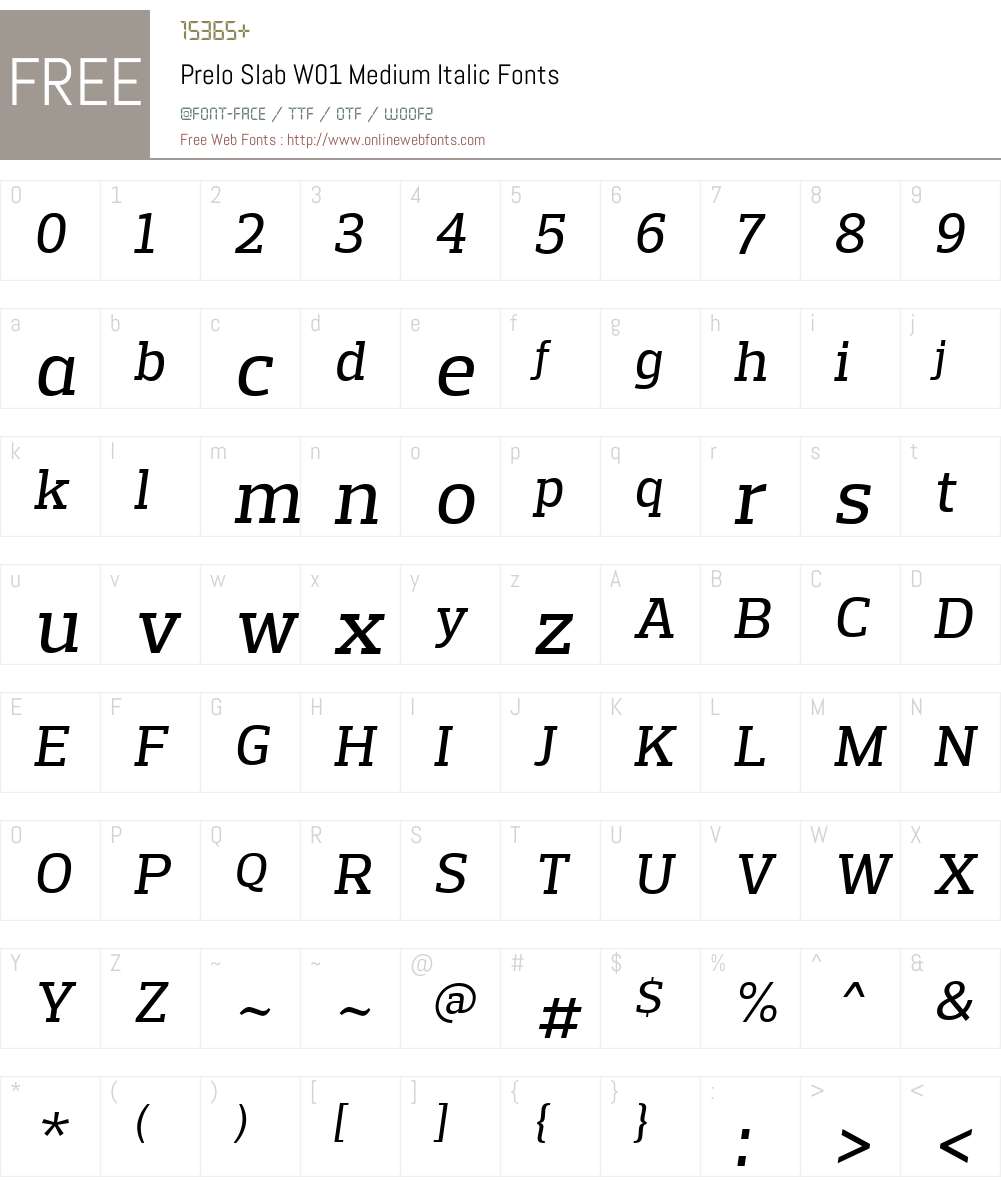 PreloSlabW01-MediumItalic Font Screenshots