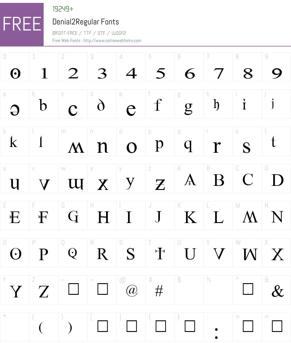 Denial2Regular Font Screenshots