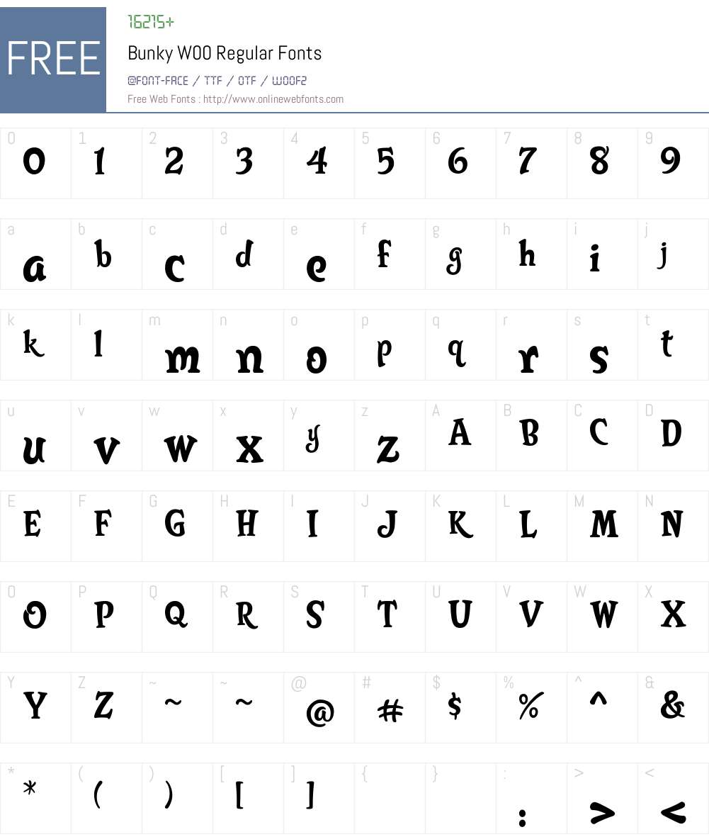 BunkyW00-Regular Font Screenshots
