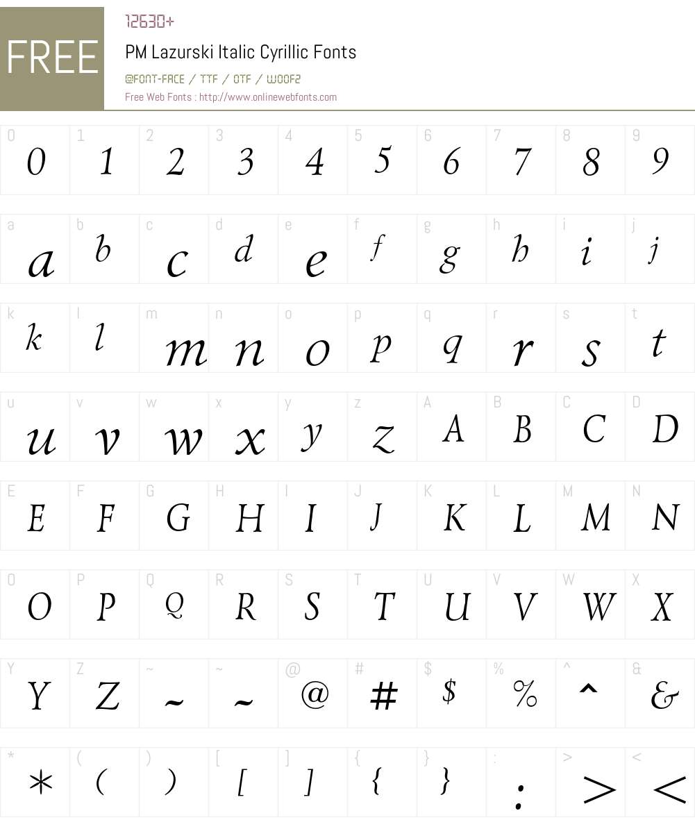 LazurskiC Font Screenshots