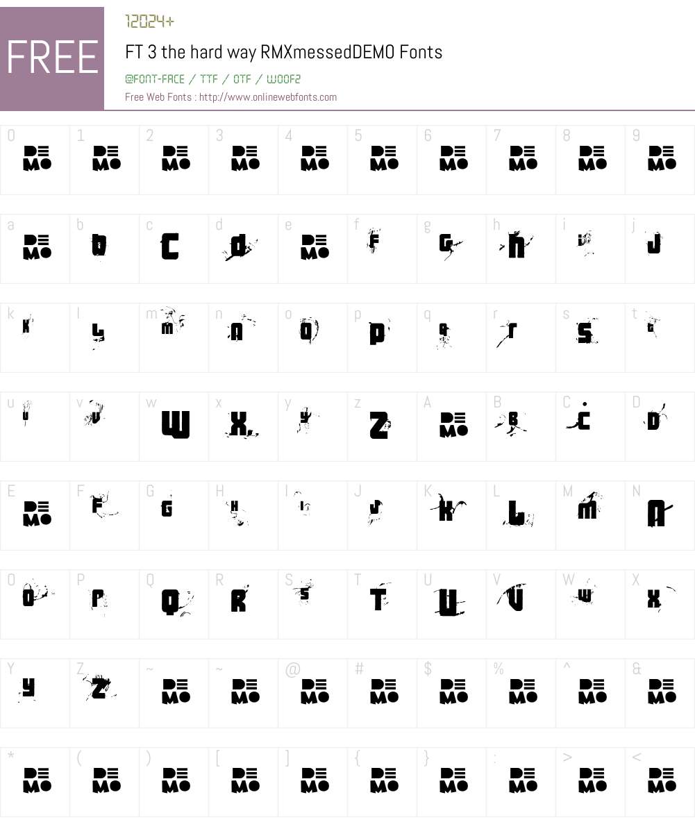 FT 3 the hard way RMXmessedDEMO Font Screenshots