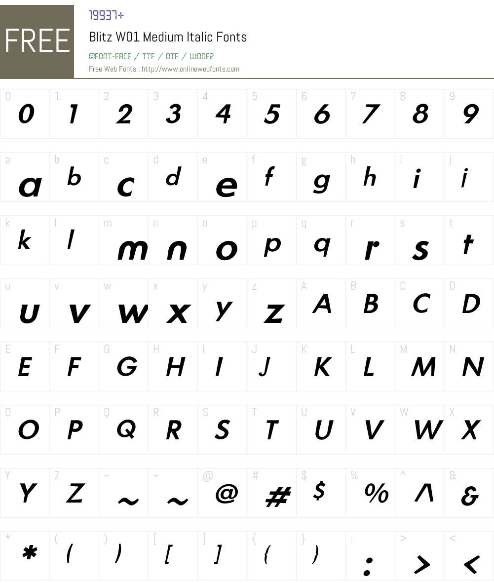 BlitzW01-MediumItalic Font Screenshots
