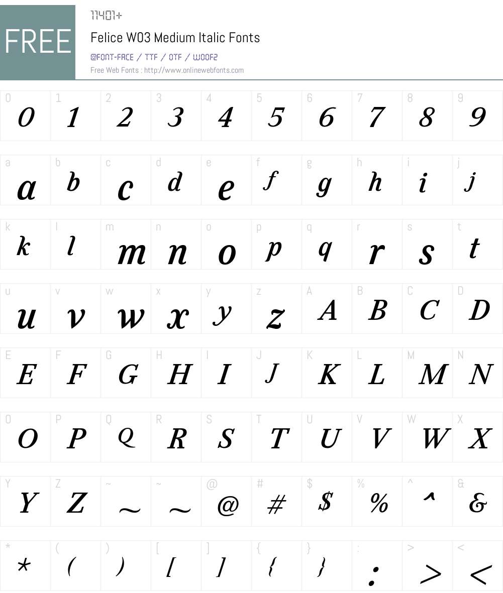 Felice Font Screenshots