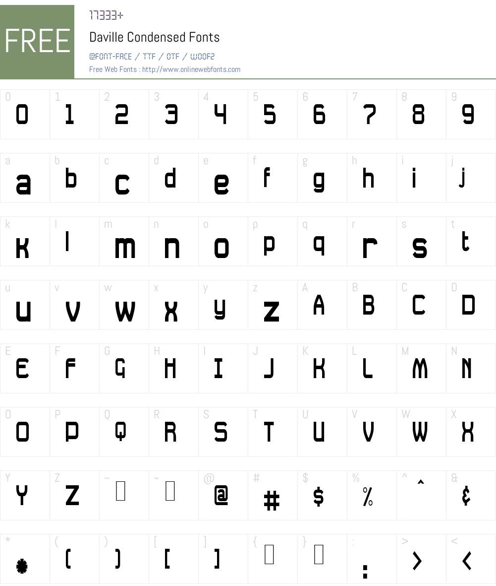 Daville Condensed Font Screenshots