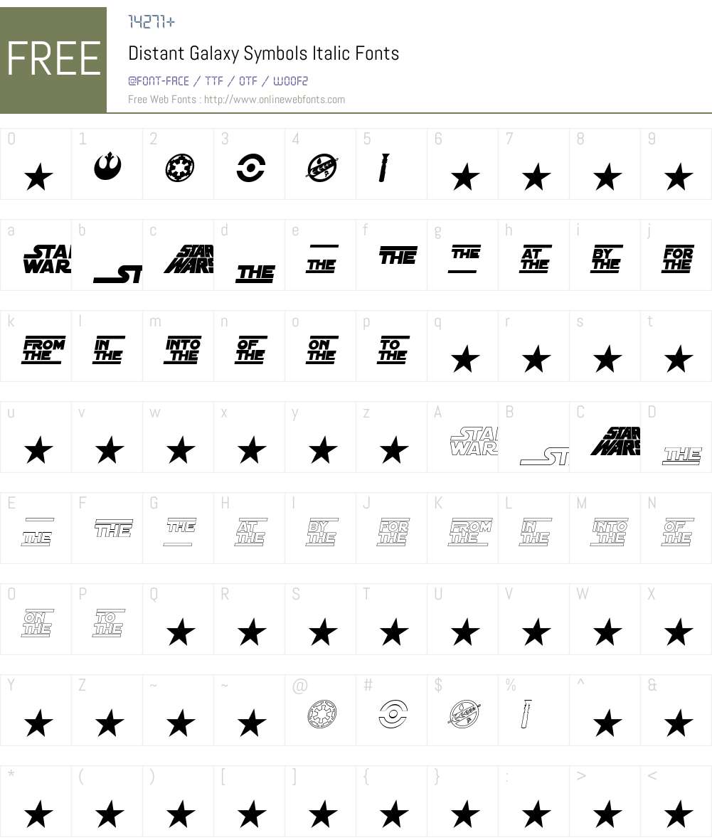 Distant Galaxy Symbols Font Screenshots