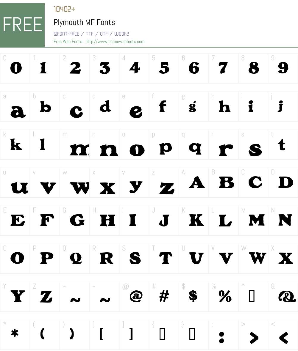 Plymouth MF Font Screenshots