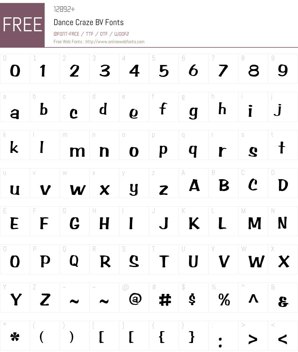 Dance Craze BV Font Screenshots