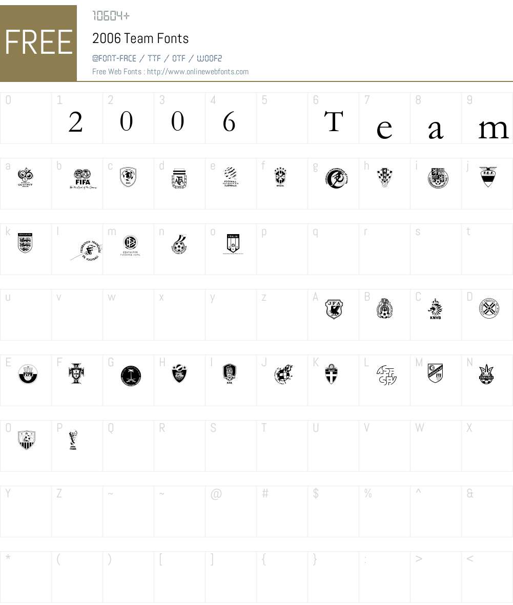2006 Team Font Screenshots