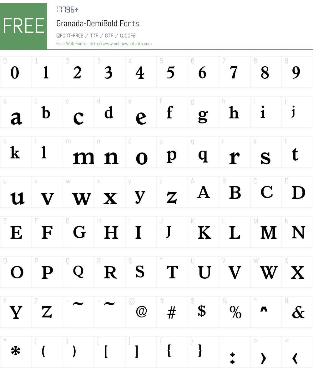 Granada-DemiBold Font Screenshots