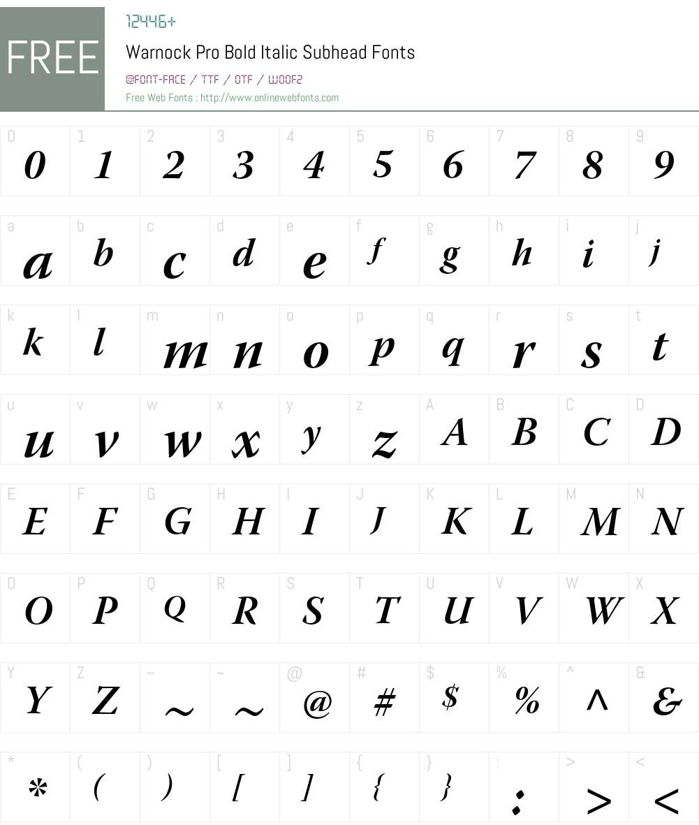 Warnock Pro Font Screenshots