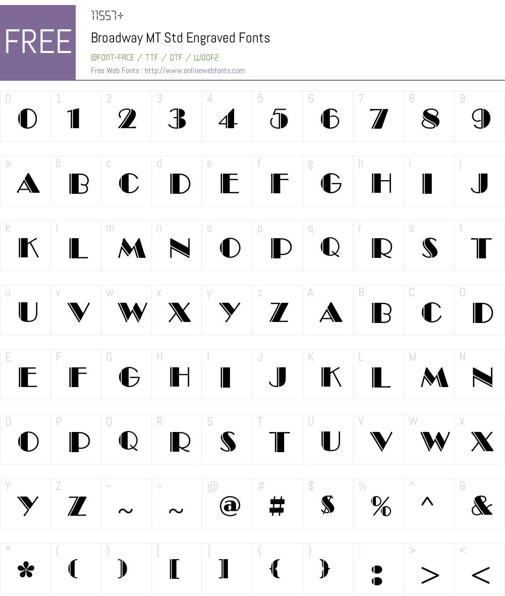 Broadway MT Std Font Screenshots
