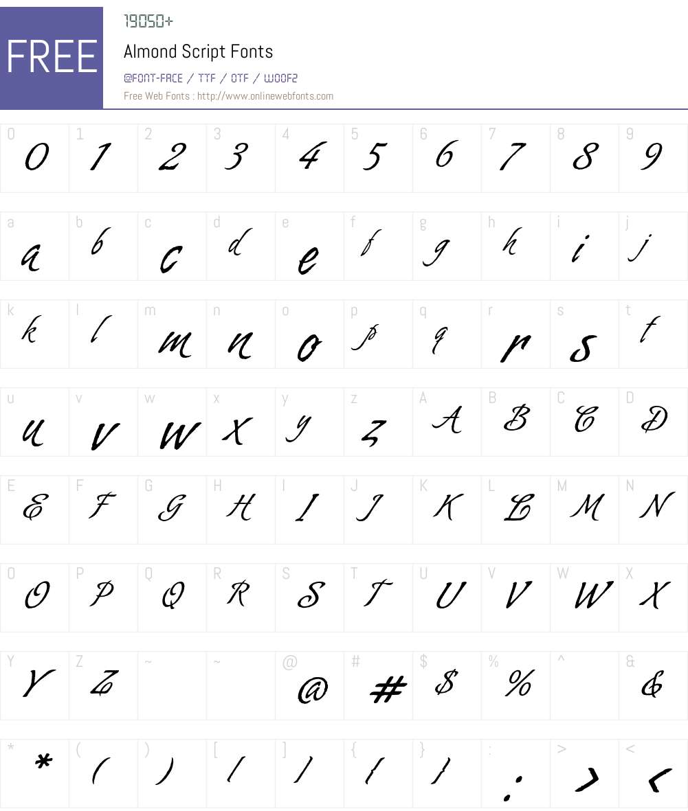 Almond Script Font Screenshots