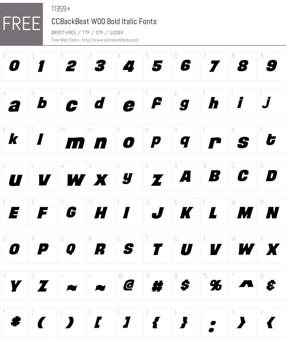 CCBackBeatW00-BoldItalic Font Screenshots