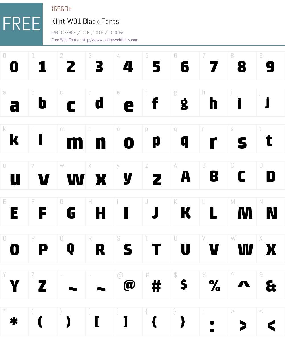 KlintW01-Black Font Screenshots