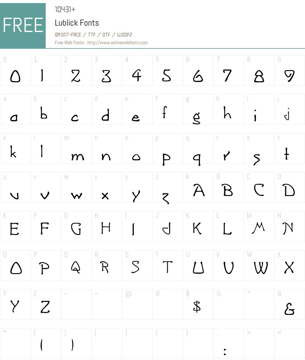Lublick Font Screenshots
