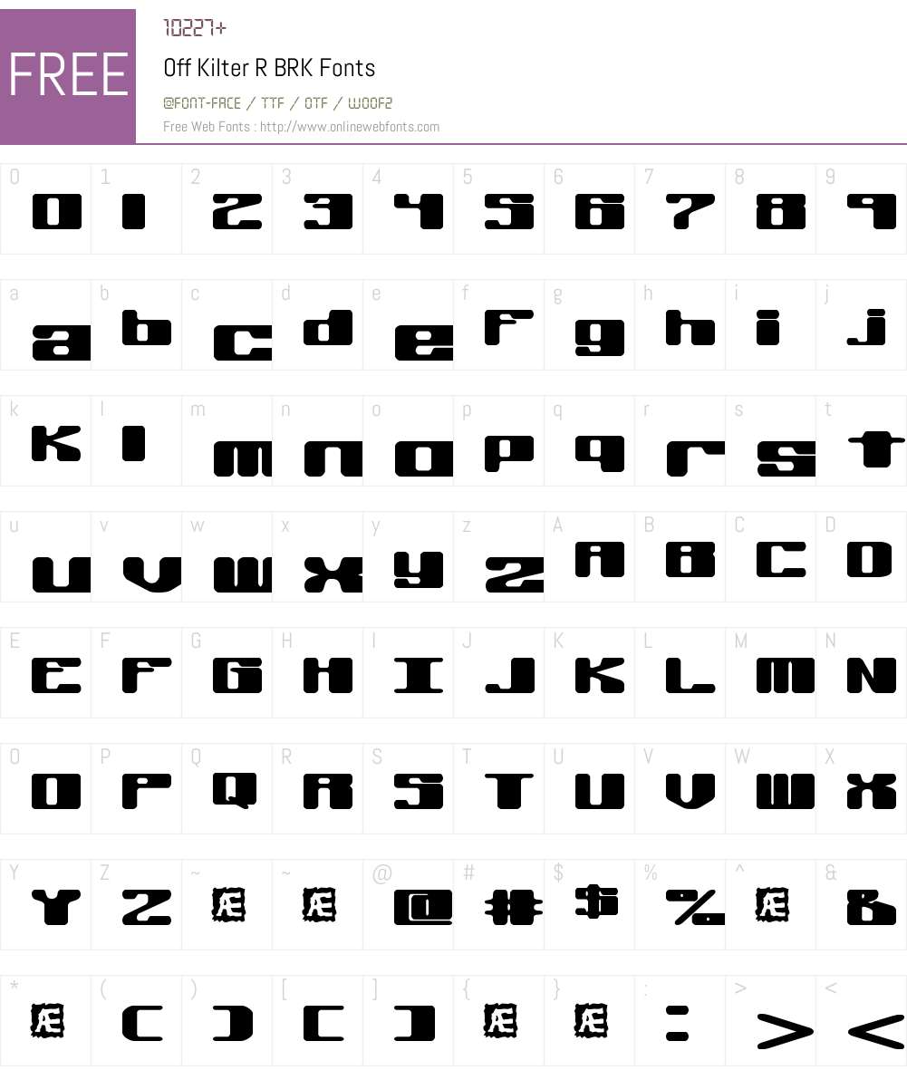 Off Kilter R BRK Font Screenshots