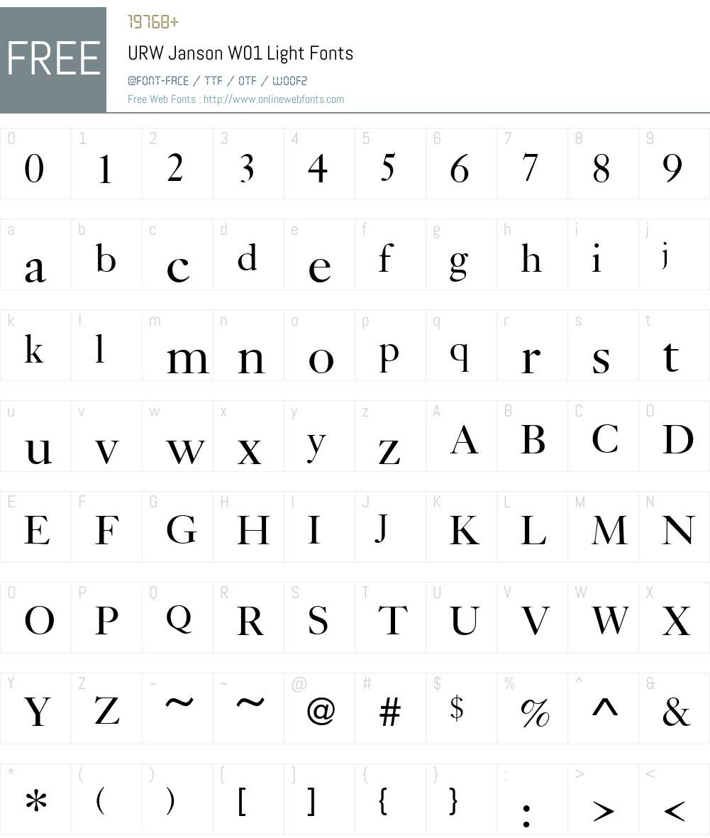 URWJansonW01-Light Font Screenshots