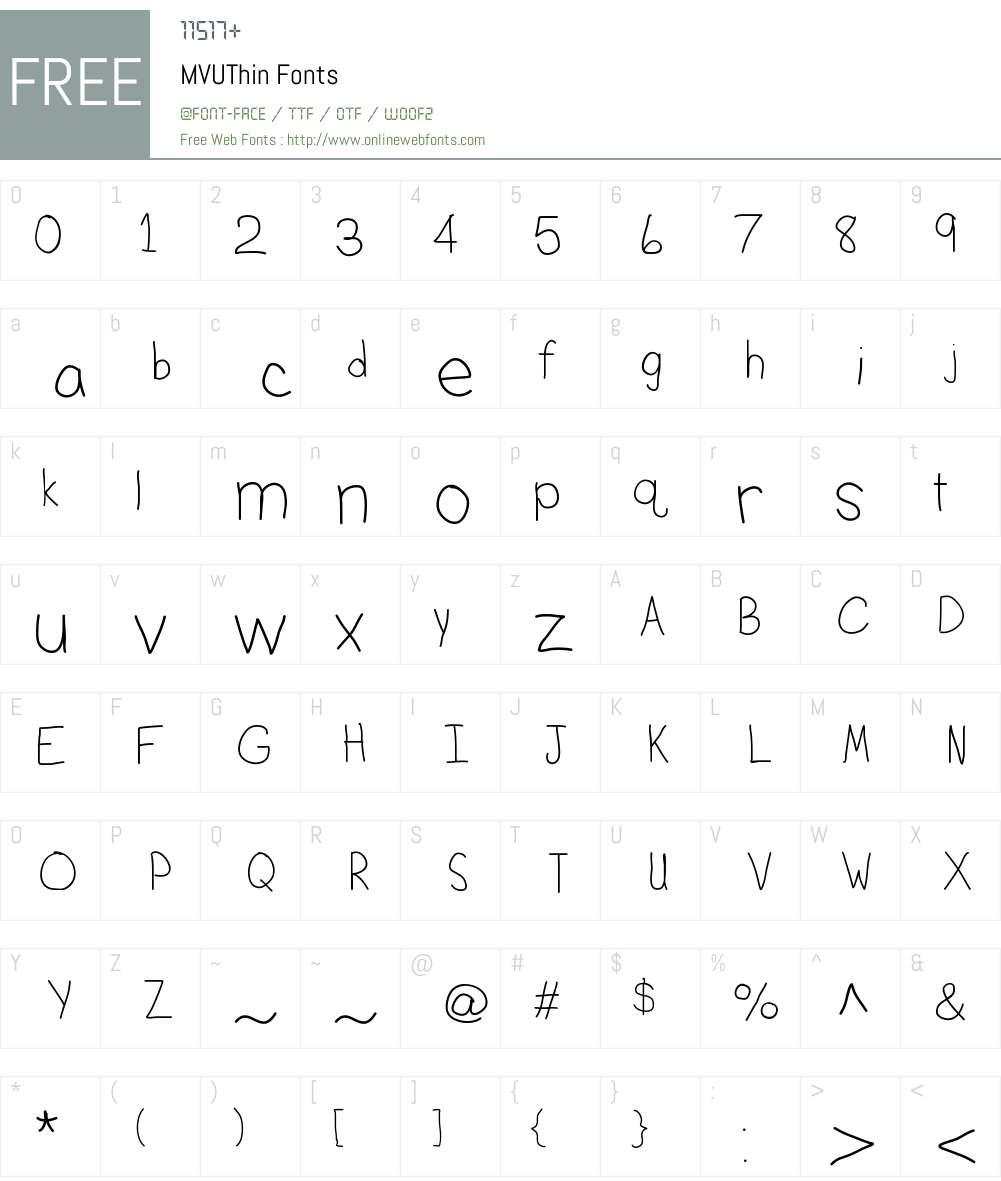 MVUThin Font Screenshots