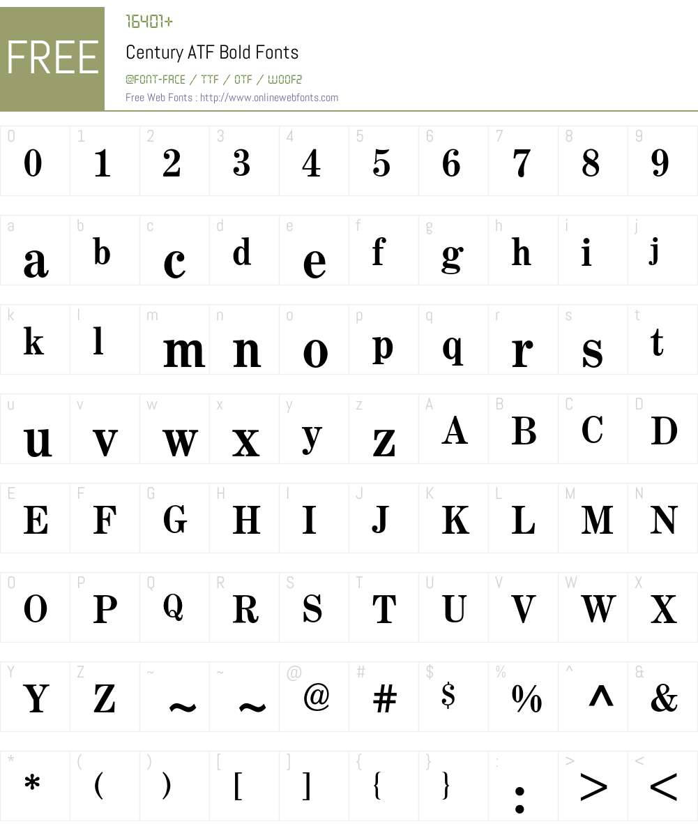 Century ATF BQ Font Screenshots