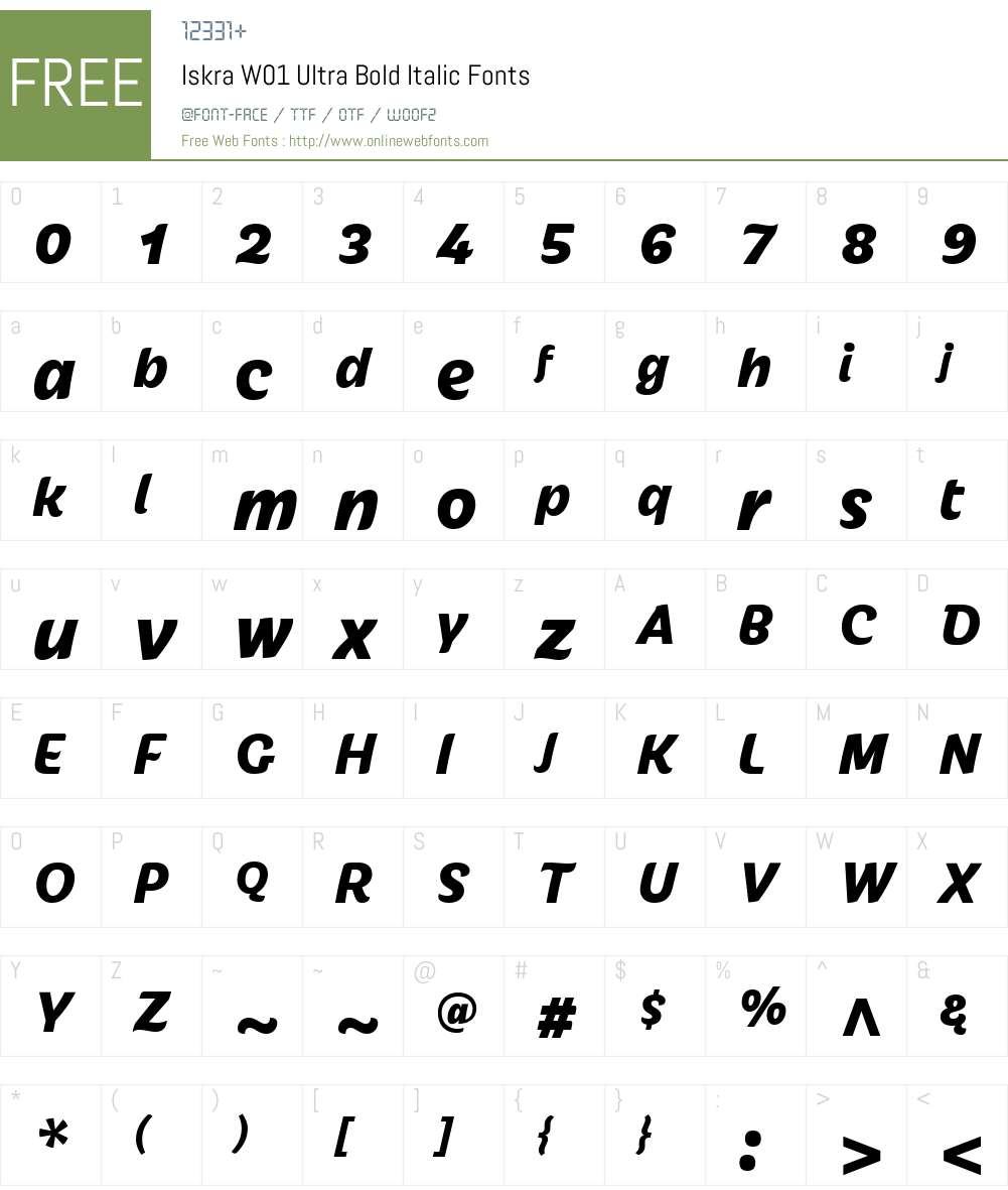 IskraW01-UltraBoldItalic Font Screenshots