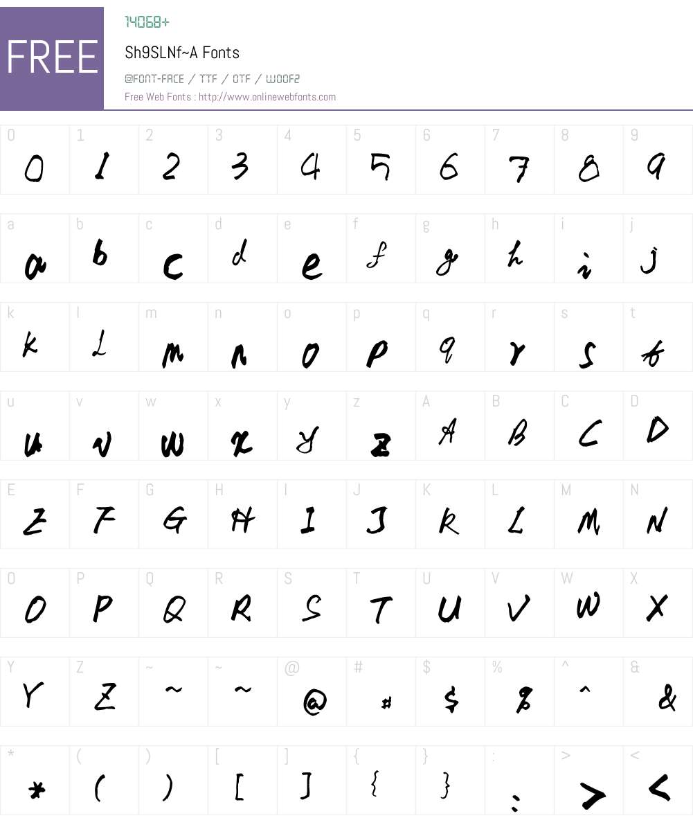 Sh9SLNf~A Font Screenshots