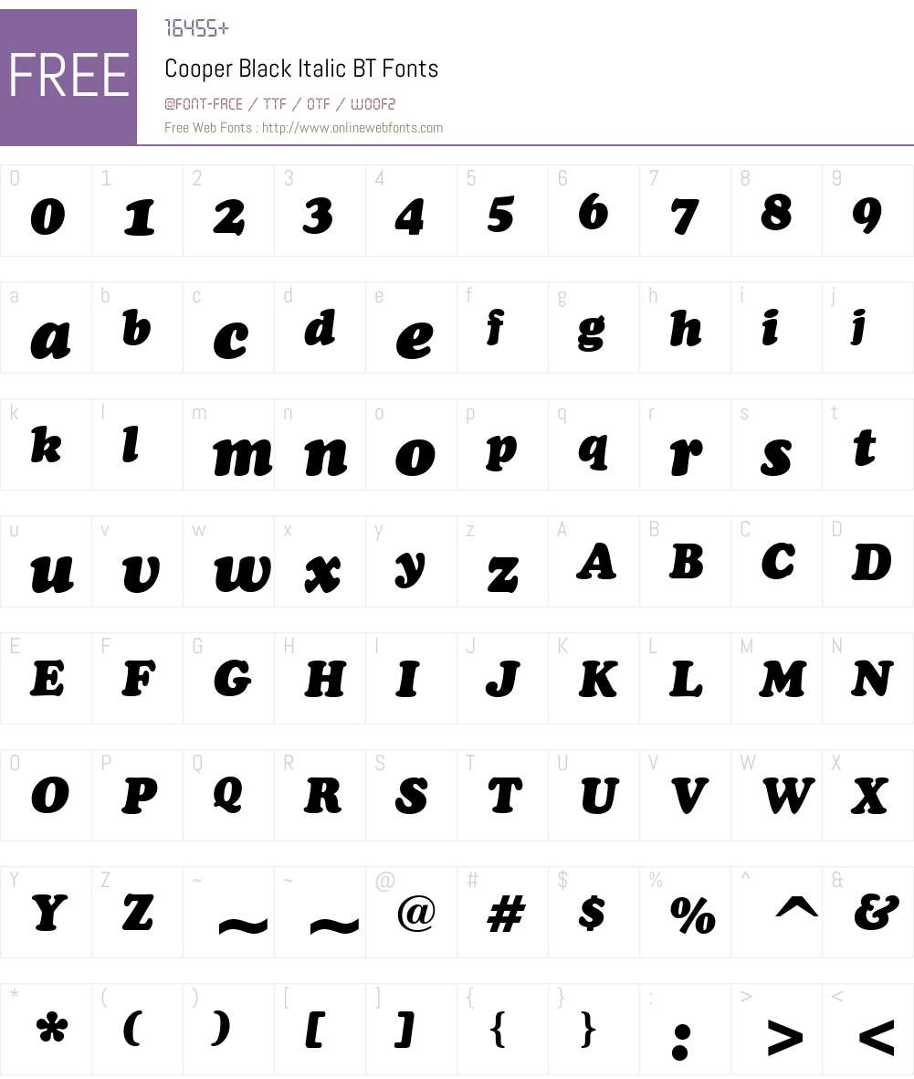 Cooper BlkIt BT Font Screenshots
