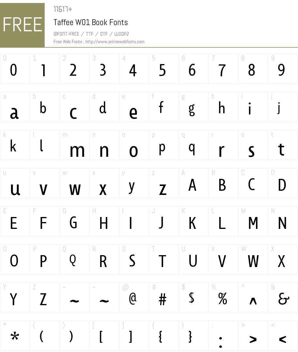TaffeeW01-Book Font Screenshots