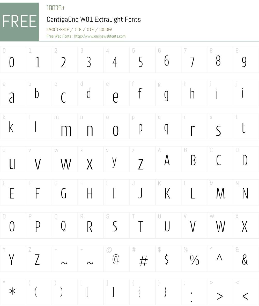 CantigaCndW01-ExtraLight Font Screenshots