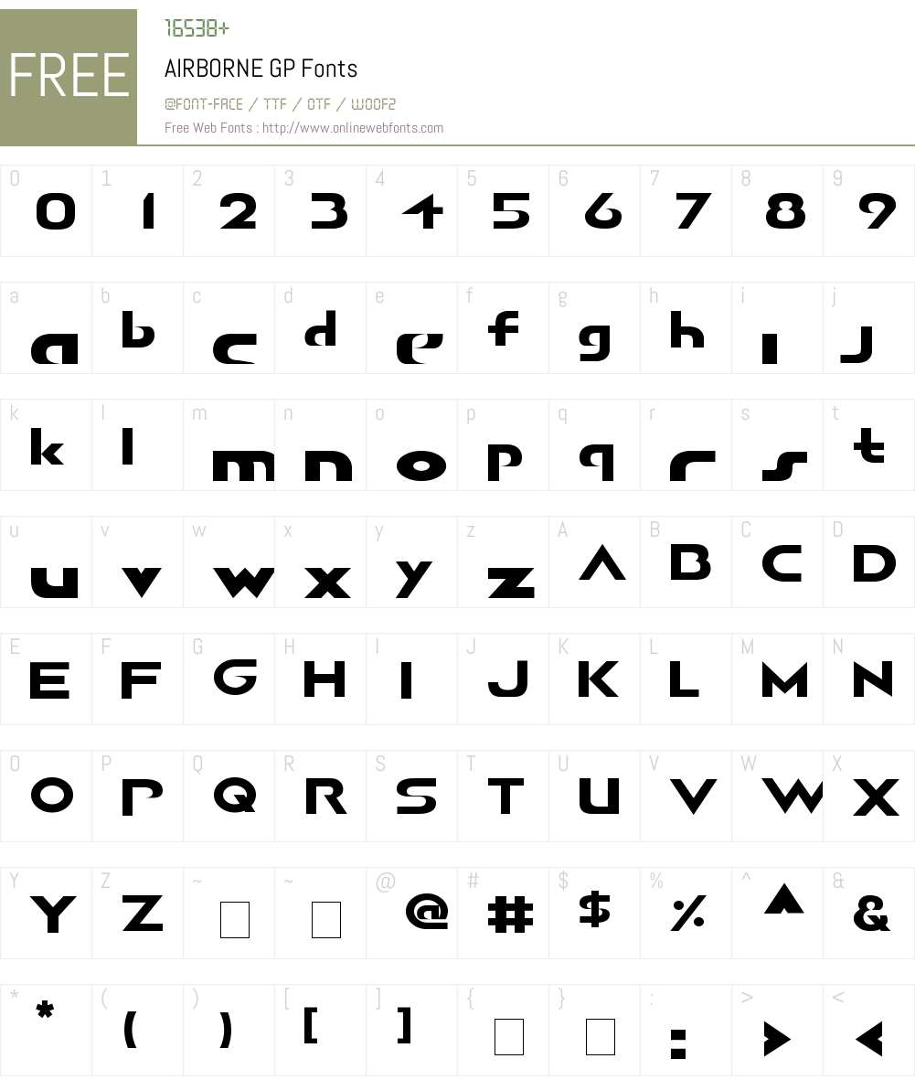 AIRBORNE GP Font Screenshots