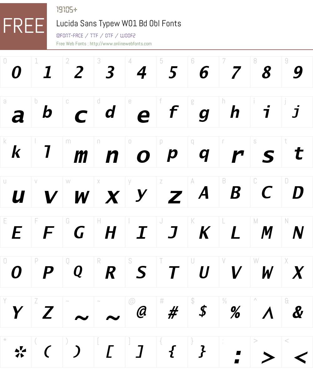 LucidaSansTypewW01-BdObl Font Screenshots
