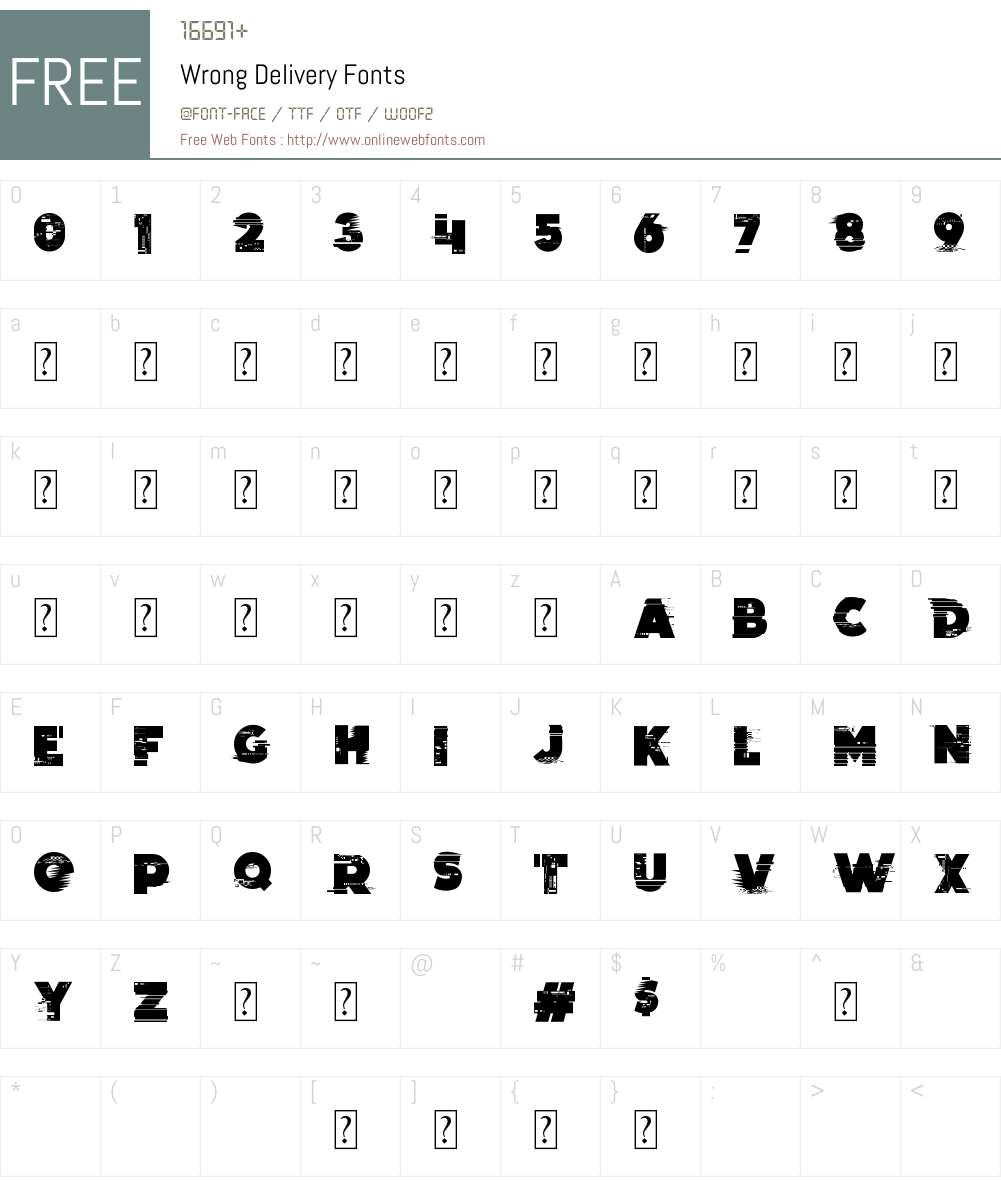 Wrong Delivery 1.00 September 1, 2021, initial release Fonts Free