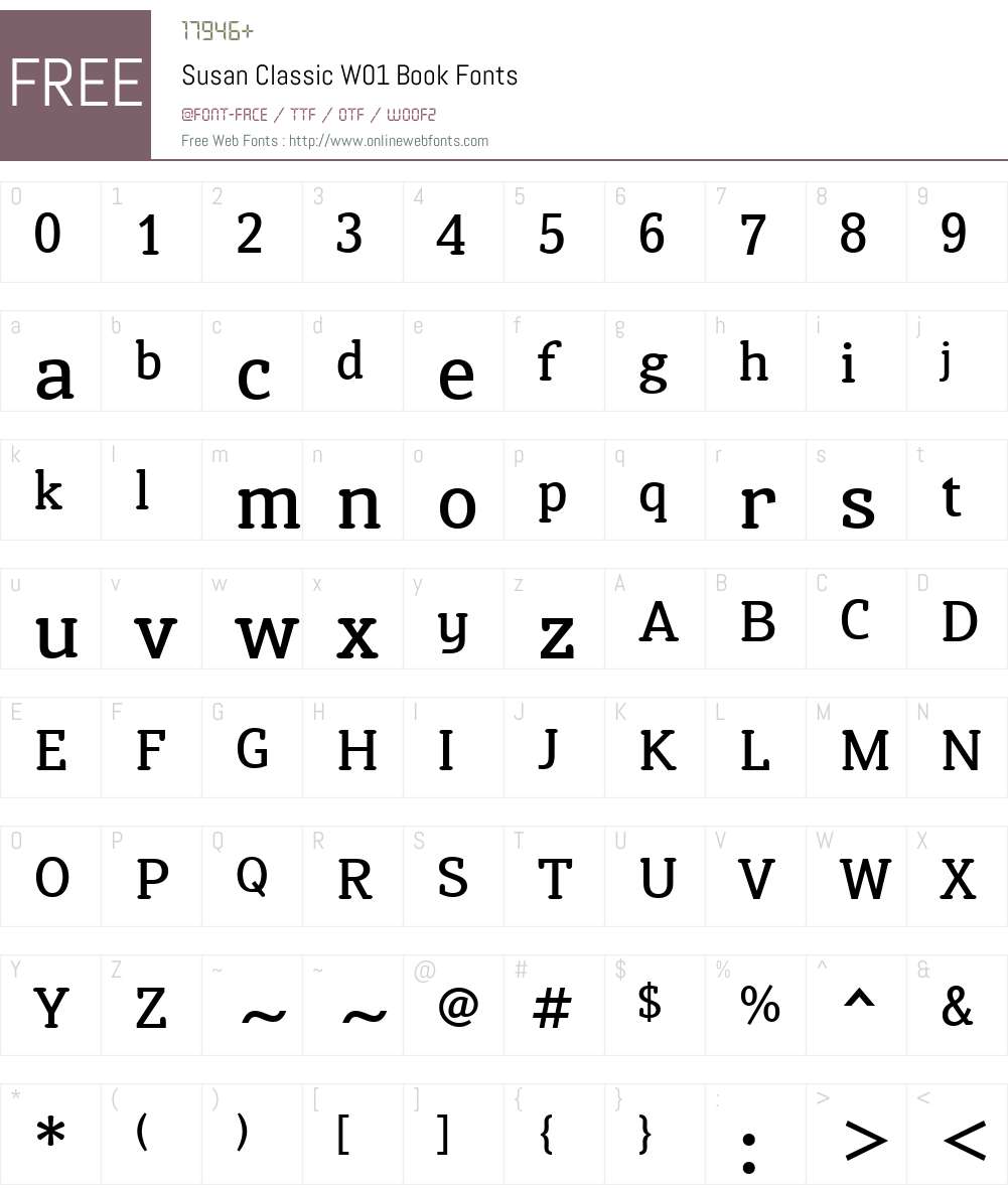 SusanClassicW01-Book Font Screenshots