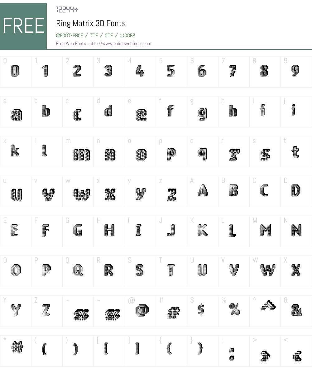 Ring Matrix 3D Font Screenshots