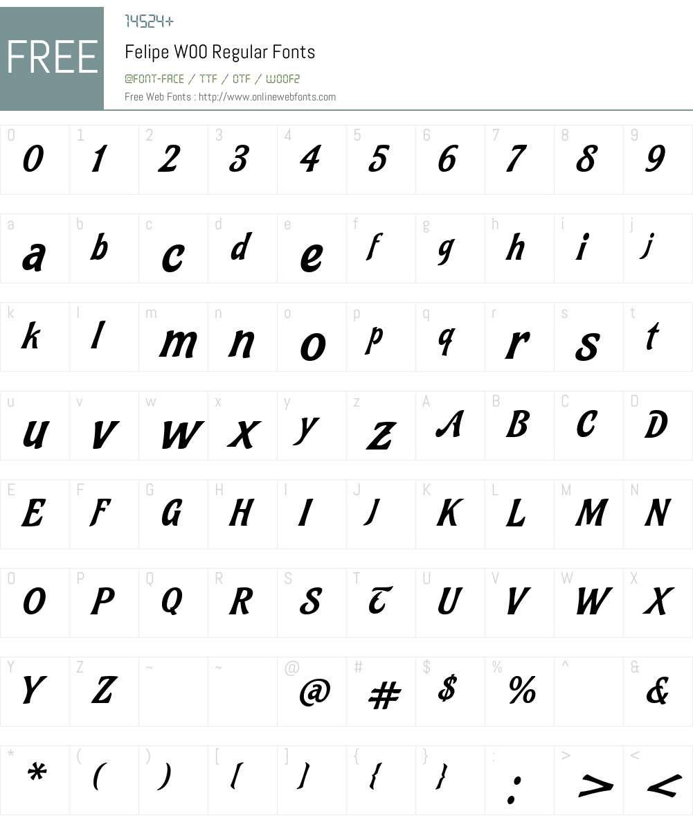 FelipeW00-Regular Font Screenshots
