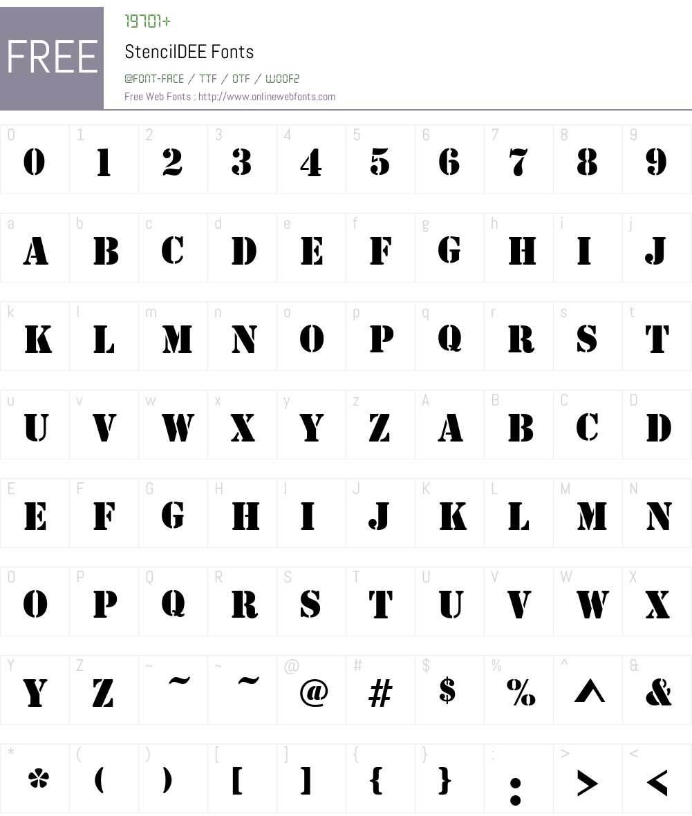 StencilDEE Font Screenshots