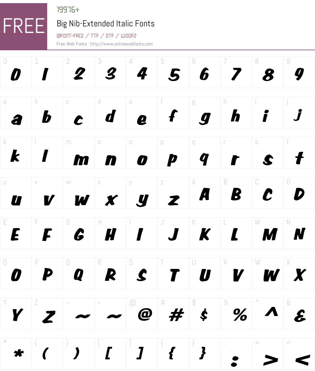 Big Nib-Extended Font Screenshots