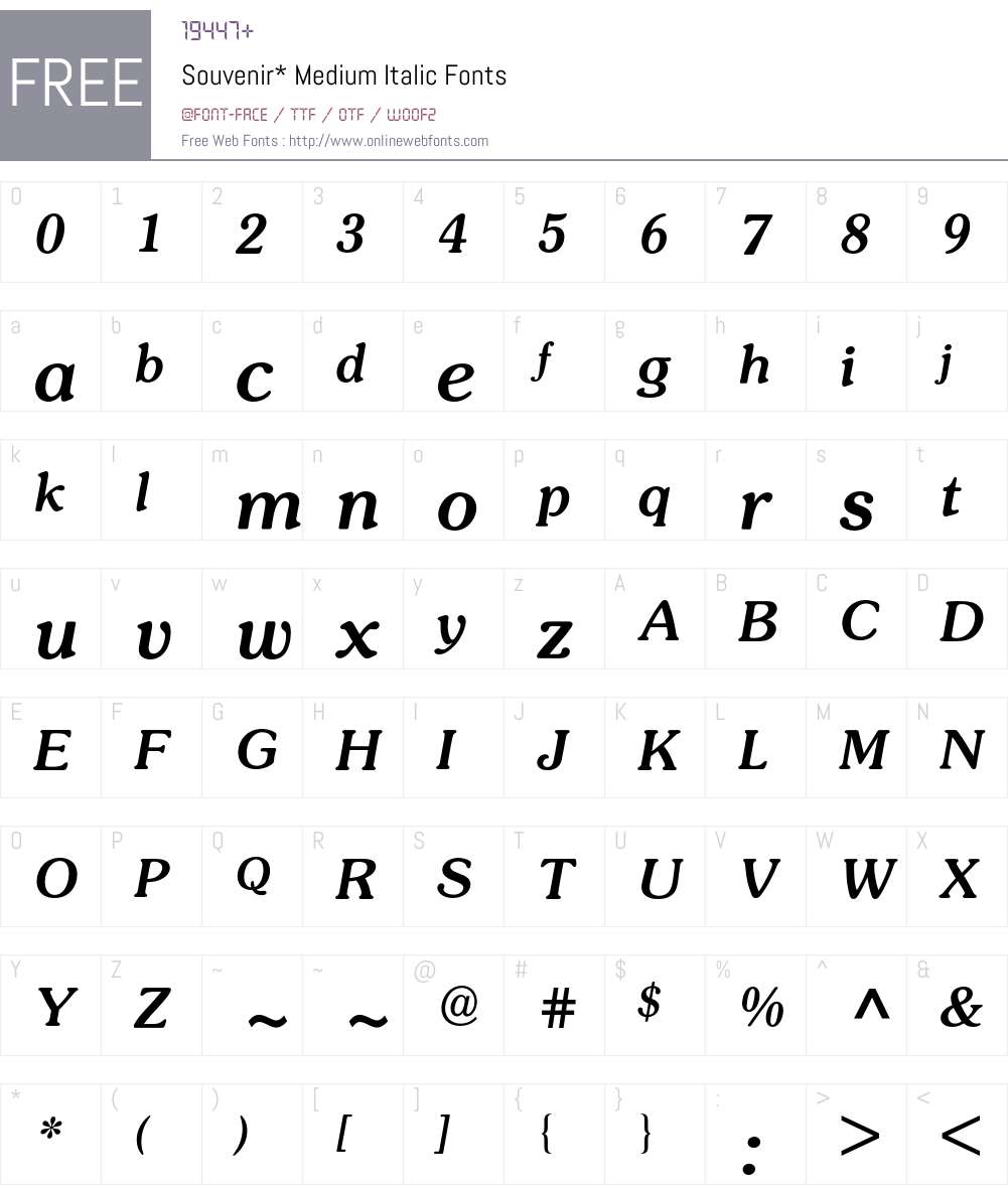 Souvenir BQ Font Screenshots