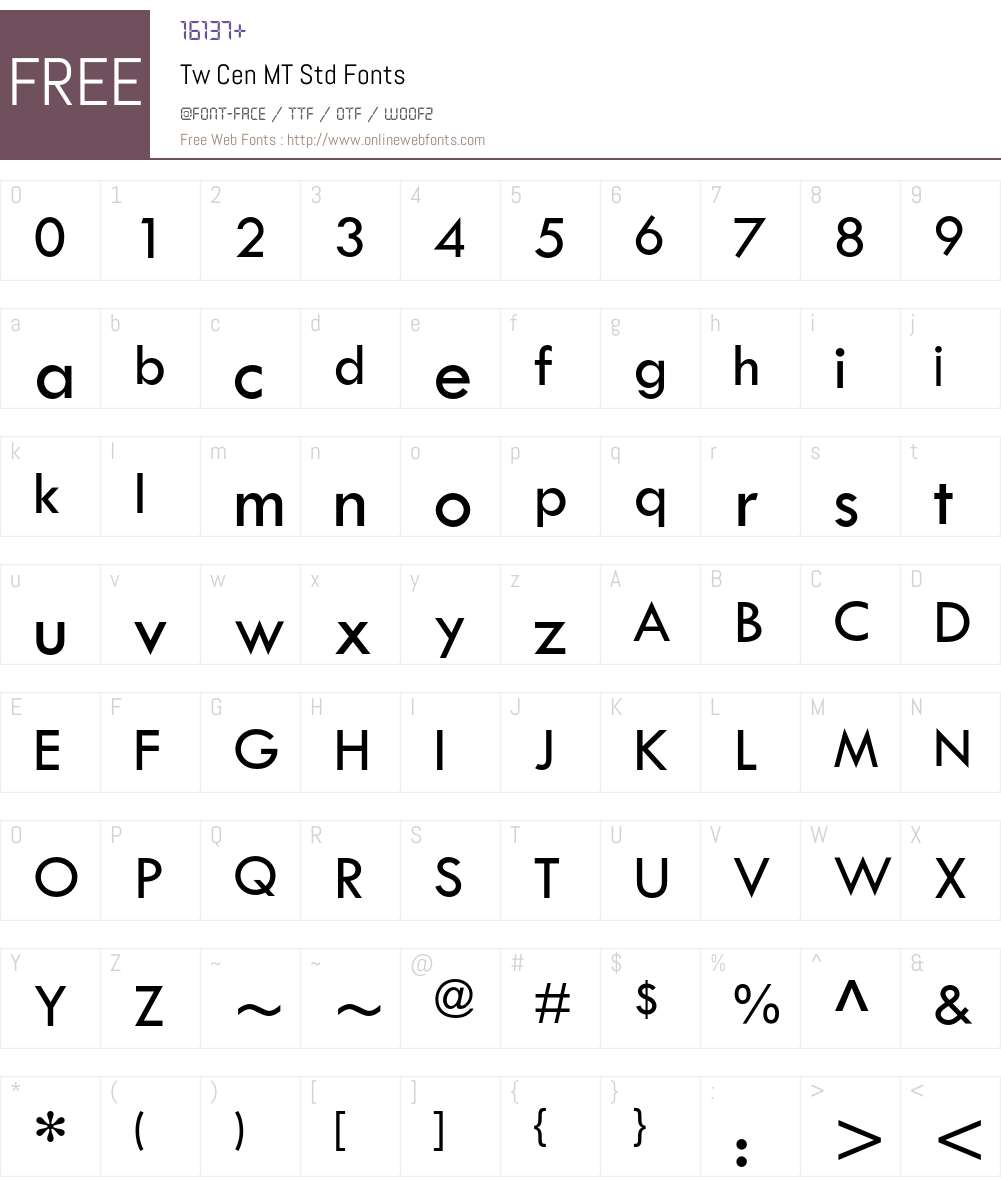 Tw Cen MT Std Font Screenshots