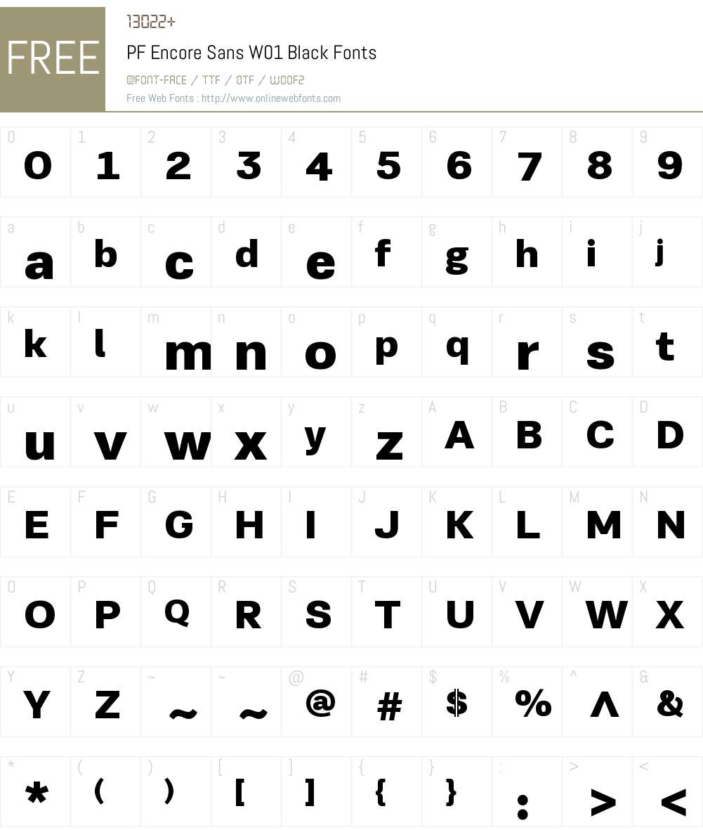 PFEncoreSansW01-Black Font Screenshots