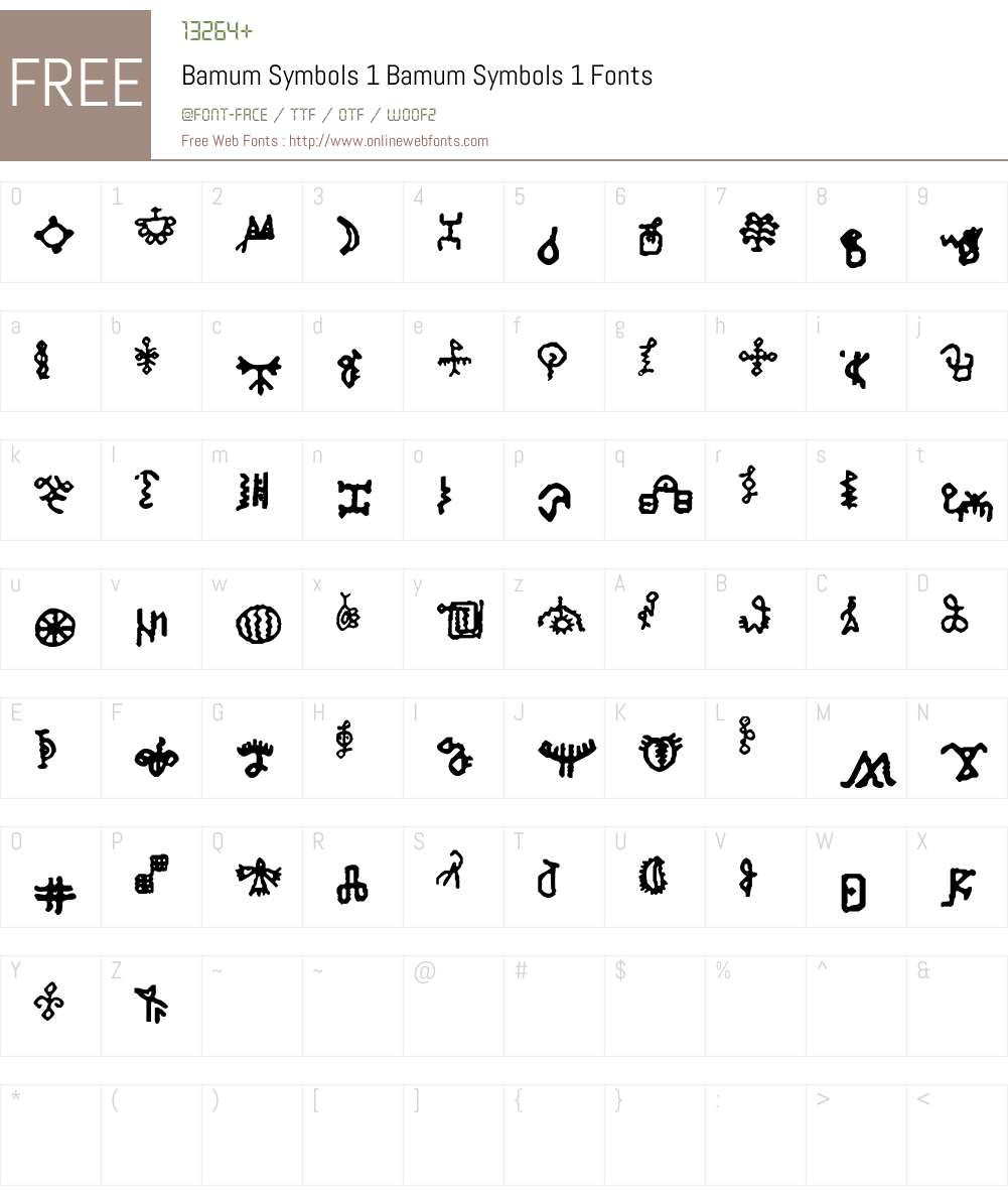 Bamum Symbols 1 Font Screenshots