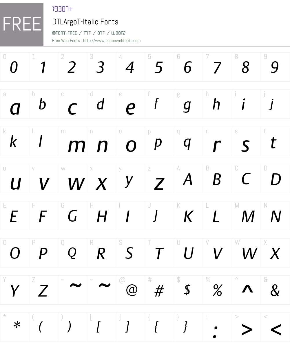 DTLArgoT Font Screenshots