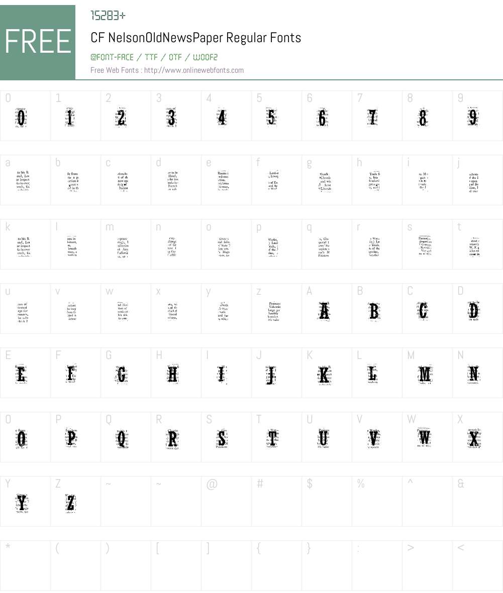 CF NelsonOldNewsPaper Font Screenshots