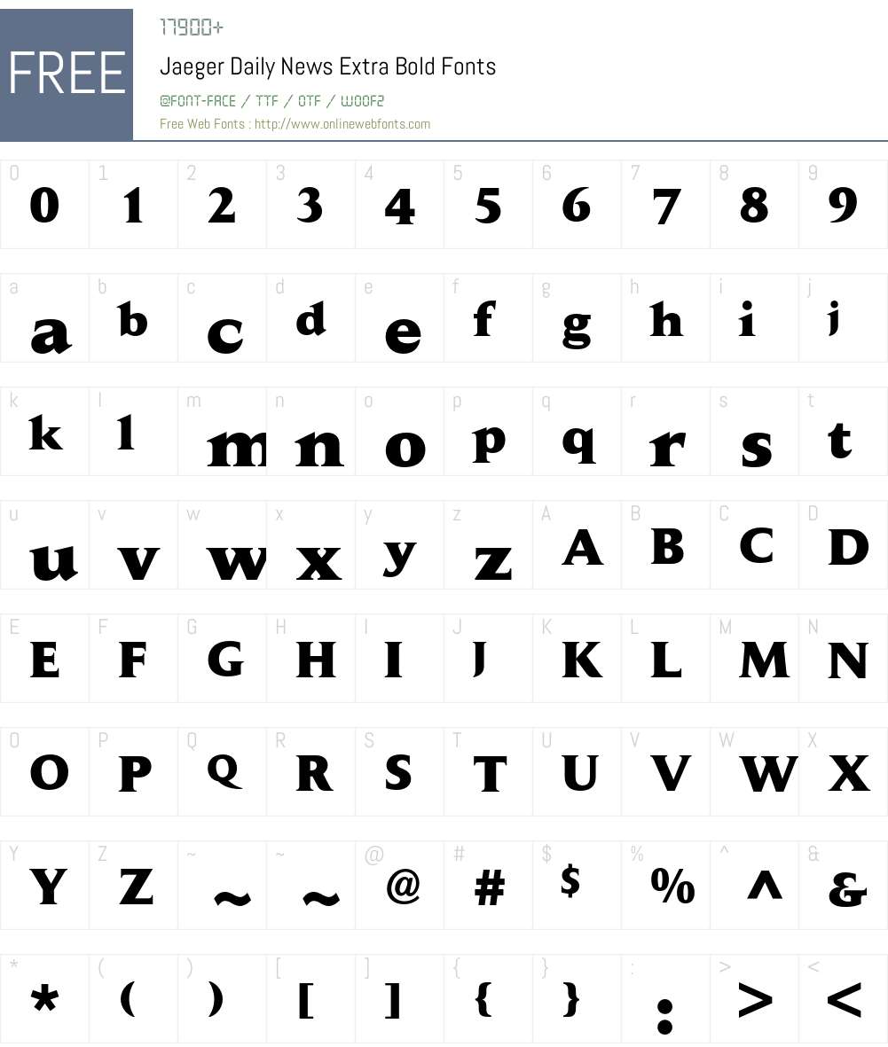 Jaeger Daily News Font Screenshots