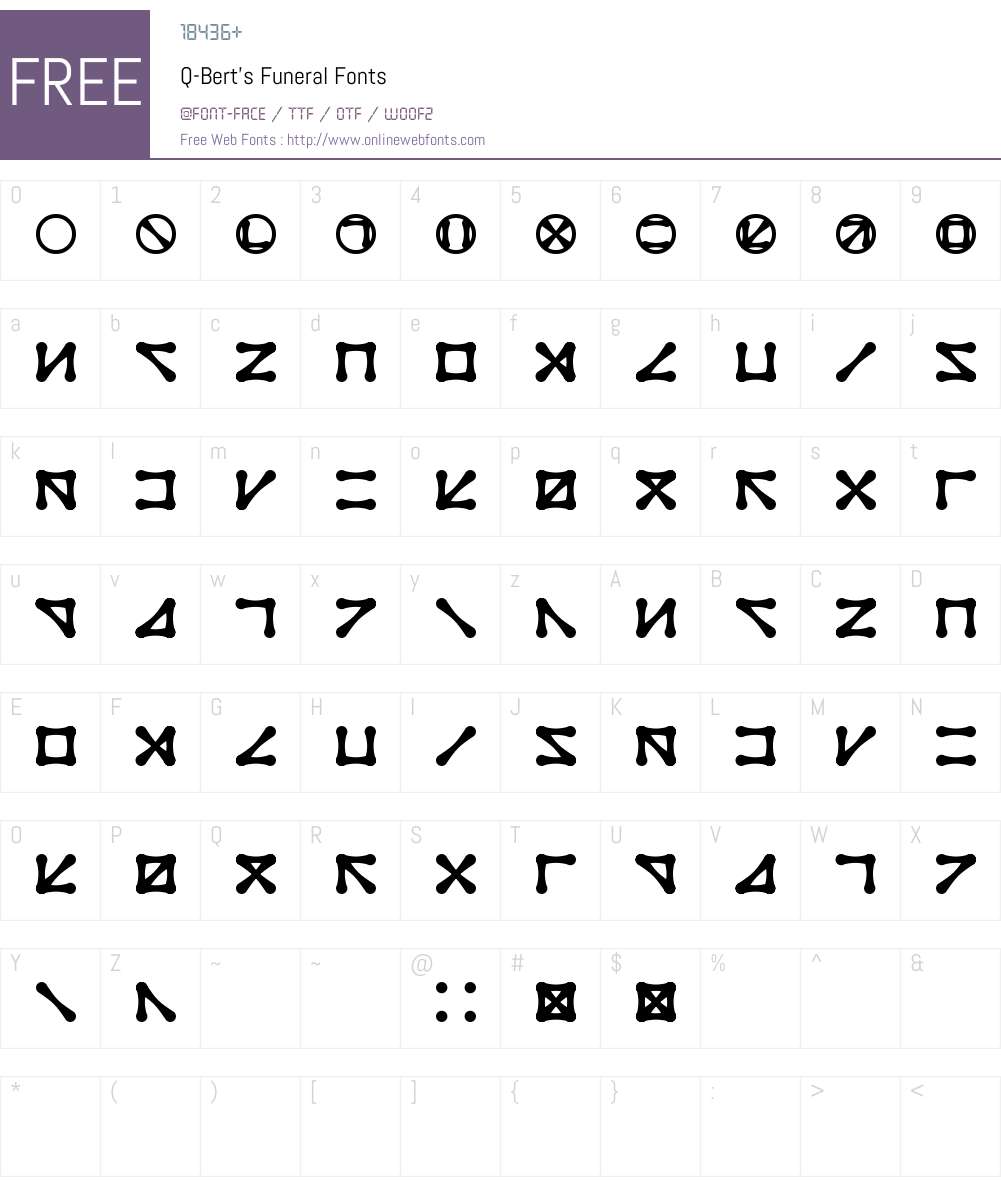 Q-Bert's Funeral Font Screenshots